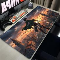 Mousepad Anime Aattack On Titan Levi Ackerman Mouse Pad Anti Slip Rubber Edge Locked Thickened Laptop Gaming Desk Mat 800x300x2mm