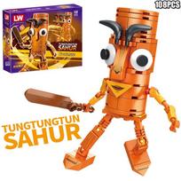 Tung Tung Sahur Figure Block Toy Tralalero TralalaLiriLi LarllaBoneca Ambalam Figure Toys Building Blocks Gift Blind Box brown