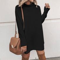 Ultra-soft Women Warm Knitted Long Sleeve Dress Perfect For Autumn And Winter M juoda