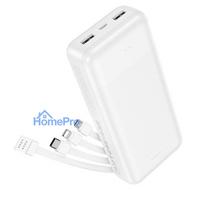 Powerbank Hoco 20000 mAh 2A with four built-in cables USB A + USB C+ Lightning + Micro USB J163A white