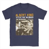 Albert King Stevie Ray Vaughan Apparel T-Shirt for Men Women Funny Cotton Graphic Print Clothes 4XL gray