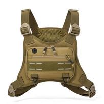 Front Chest Rig Bag Vest for Camping Hunting Shoulder Bag Men Fishing Cycling Reflective Travel Backpack Fanny Pack chaki