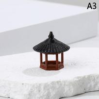 Mini pagoda statula fėjos sodo dekoro paviljonas šešiakampis Azijos egzotiška aplinka gėlių vaza akvariumo lėlių namelio dekoras as the picture white
