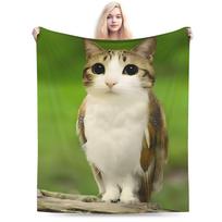 Miau Mėmės Vilnos Antklodės Katė Pelėda Smegenų Puvinys 90-ųjų Antklodės Namams Sofai Minkštas Lovos Kilimas Size: 100*150cm, Weight: 320 GSM