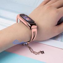 Fusion Accessories Xiaomi Mi Band 3 / 4 / 5 / 6 Pink Metal Bracelet