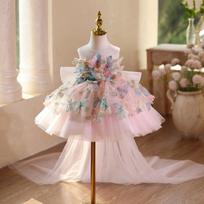 Girl S Princess Dress For Birthday Performance Piano Recital 100cm rožinė