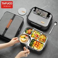 TAFUCO Insulated 304 Stainless Steel Divided Bento Box black