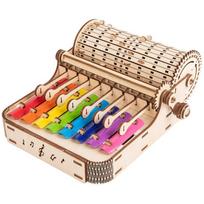 Creative accordion Wooden educational toy Assembling and playing music box Mini Treasure box Music box beige