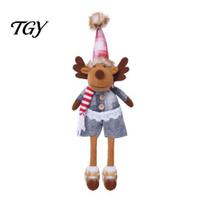 Country Style Christmas Dolls Nordic Gnome Doll, Long Leg Reindeer Elf Plush Doll Holiday Decor for Shelf Window, Scandinavian Fabric Home Decor, A brown