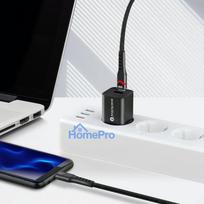 USB-C Charging Cable - everActive CBB-1PDR 60W, 480MB/s, Nylon Shield, Black