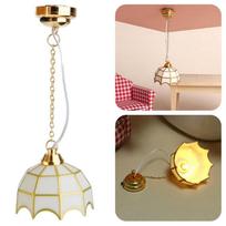 New 1:12 Dollhouse Colored Glass Lamp Mini 10 Styles Ceiling Lamp Chandelier Diy Furniture Decor Toy Doll House Accessories beige