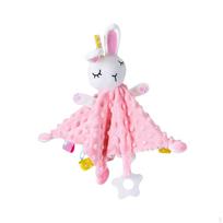 Baby Security Blanket with Tags Lovey Toy for Girls Newborn Toddlers Pink rabbit Pink rabbit white