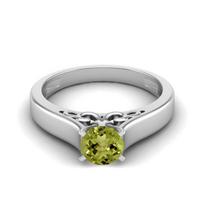 0.70 Ctw Round Peridot 925 Sterling Silver Solitaire August Birthstone Women Promise Ring 8 balta