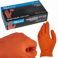 Geko Nitrilo pirštinės SOLID GRIP G75201-S, 50 vnt., S dydis, oranžinės, 3D deimanto tekstūra, chloruotos ir polimerinės vidinės