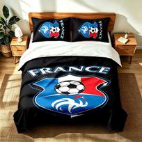 France National Football Team (5) 3pc set suitable for master bedrooms soft and comfortable an ideal gift for family and friends Includes one duvet co 135cmx200cm black