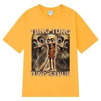 Vintage Tung Tung Sahur Funny Baseball Bat Meme T-shirt Men's Clothing Fashion Style T Shirts Unisex Summer Polyester T-shirts XL orange