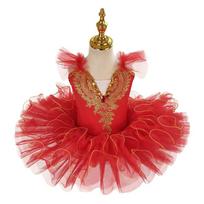 Sequin Ballet Tutu Rhinestone Princess Dress Fashion Performance Clothes  Children 140CM raudona