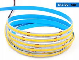 Cob Led juosta 5m 12v, šalta balta 6000k, 9w/m, 320 Led/m