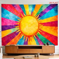 Boho Sunburst Tapestry Wall Hanging Vibrant Tropical Abstract Sun Decor Art Large Statement Piece for Living Room Bedroom 100X70CM yellow