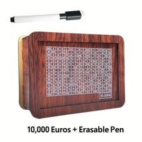 10K Eurų/Dolerių medinė taupyklė su deriniu - Tvirtas buko medienos pinigų dėžutė gryniesiems pinigams, vertingybėms - Indėlio dėžutė, biurui 10000 Euros gray