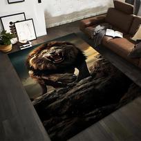 Realistiškas riaumojančio liūto kilimas - Didingas laukinio gyvūno kilimo dizainas, tinkamas naudoti kaip neslystantis elementas svetainės, miegamojo sofoms 70x100cm( 27x39in ) gray