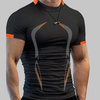 Gym Fit T Shirt Mens Training Top Fitted T-Shirt Tee Muscle Short Sleeve Workout 6XL juoda