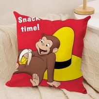 GeorgeThe Curious Monkey Cushion Cover Soft Plush Fabric Double-Sided Printed Sofa Cushion Cover for All Seasons Home Decor Gift 50cmx50cm