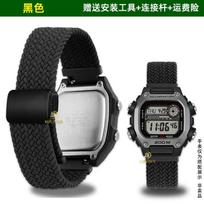 18 mm greitai nuimamas dirželis Casio DW-291H/DW-290 W-218H/W-219H laikrodžiams, megztas nailono drobės laikrodžio apyrankė, vyriška, su magnetiniu užsegimu 18mm width juoda