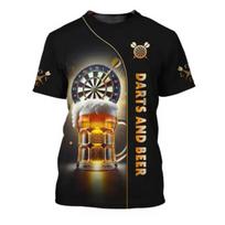 Nauji 3D spausdinti dart vyriški vasariniai madingi trumpomis rankovėmis apvalios apykaklės laisvi kasdieniai didelio dydžio personalizuoti marškinėliai L juoda