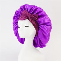 Satin Bonnet Silk Satin Night Sleep Cap Poliesteris Elasting Night Sleeping Dušo kepuraitė Plaukų Bonnet Kepurės galvos apdangalas šviesiai violetinė spalva