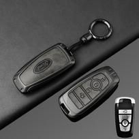 Metalinis išmaniojo automobilio rakto dėklas Dangtelis Apsauginis korpusas Ford Explorer Edge Escape Bronco Mustang Fusion Taurus F150 Focus Kuga Lipdukas R7T black
