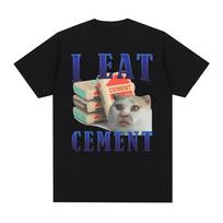 I Eat Cement Cursed Cat Funny Printed T Shirt for Women Fashion Casual Short Sleeve Round Neck TShirts Female Summer Clothing XS blue