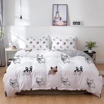 Prancūzų buldogo patalynės komplektas, animaciniai filmukai, šuniukai, vaikiški patalynės užvalkalai, mielas antklodės/lovatiesės užvalkalas ir pagalvės užvalkalas, berniukai ir mergaitės 173x218cm 2pcs