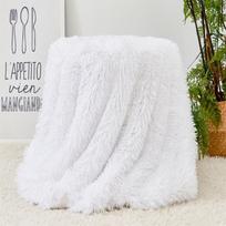 Vienos spalvos audinės kailio pledas Ilgo plauko Dažytas tie-dye pledas sofai, lovai Ilgas pliušinis lovatiesis Lovos užtiesalas Gimtadienio Kalėdų dovana 80x120cm white