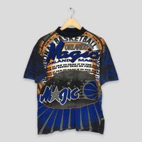 Vintage 90's Orlando Magic Nba Basketball Overprinted Tshirt Small Team Magic Nba Shaq O'Neal Penny Magic Champion Sportswear Tees Size S 120 black