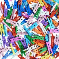 Mediniai segtukai,  Colored wooden clips (150pcs)