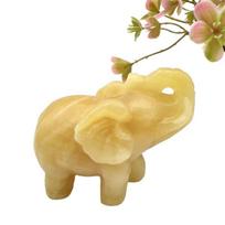 Dramblių statulėlės, 1pc 10cm yellow calcite
