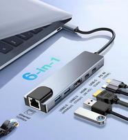 Hub Usb-c 6w1: Hdmi 4k, Rj45, 2xusb 3.0, Pd 100w