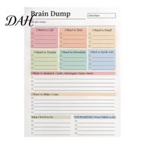 Daily Task Tracker A5 Brain Dump Planner, Tear-off Pad with 50 Planning Stationery Sheets, Thickened Paper Notepad for Organizing Thoughts And 1pc A white
