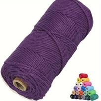 Makrame virvė 4 mm, 50 m,  Baklažanų violetinė