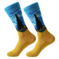 Vyrai Moteriškos Unisex kojinės Medvilninės meninės kojinės Retro vintažinė freska Pasaulyje garsi tapyba mados kojinės One size blue