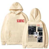 Gangsterinio filmo „Scarface“ grafinis spaudas Spausdintas Tony Montana Pacino Hoodie Madingas Trendi Dėvėtas Dydžio Grynos Medvilnės Hoodie M beige