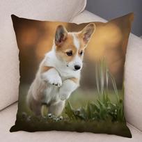 Cute Animal Welsh Corgi Pembroke Dog Pattern Pillowcase Decorative Print For Sofa Home Car 18x18Inch brown