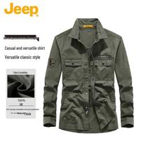 JEEP Unisex Vintažiniai Vienspalviai Ilgomis Rankovėmis Laisvalaikio Marškiniai L gray