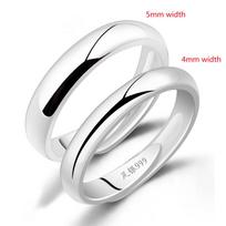 Buyee 925 Sterling Silver Couples Ring Sets Light Polishing Simple Open Ring Finger for Woman Man Wedding Fine Jewelry Circle resizable white