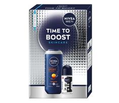Rinkinys Nivea Men Time to Boost vyrams: dušo želė, 250 ml + rutulinis antiperspirantas, 50 ml