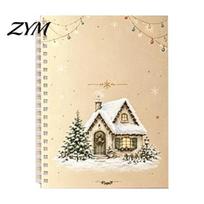 Spiral Bound Card Binder Christmas Gift Book, 8x6 Inch Holiday Keepsake Booklet, Storage Organizer Merry Greeting Album for Xmas Party Supplies Thick beige