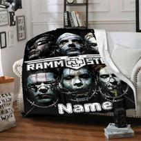 Rammstein Band Members Barbed Wire Mask Four Seasons Blanket Customized With Your Name Lightweight And Warm Perfect Gift For Home Office Camping Sofa 80cmx120cm white
