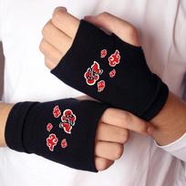 Naruto Anime Cosplay Black Gloves Akatsuki Itachi Bicycle Motorcycle Fingerless Warmer Wrist Gloves Toys for Children Adult Gift One Size white