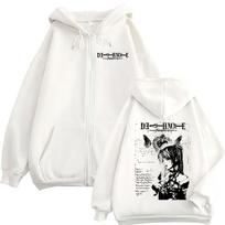 Anime Death Note Misa Amane Zipper Hoodies Men Women Clothing High Quality Fashion Casual Zip Up Hooded Sweatshirts Jacket Coats XL white